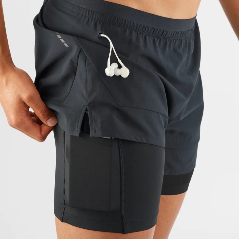 Black Salomon Cross 2in1 Men's Shorts | IE ZX9346